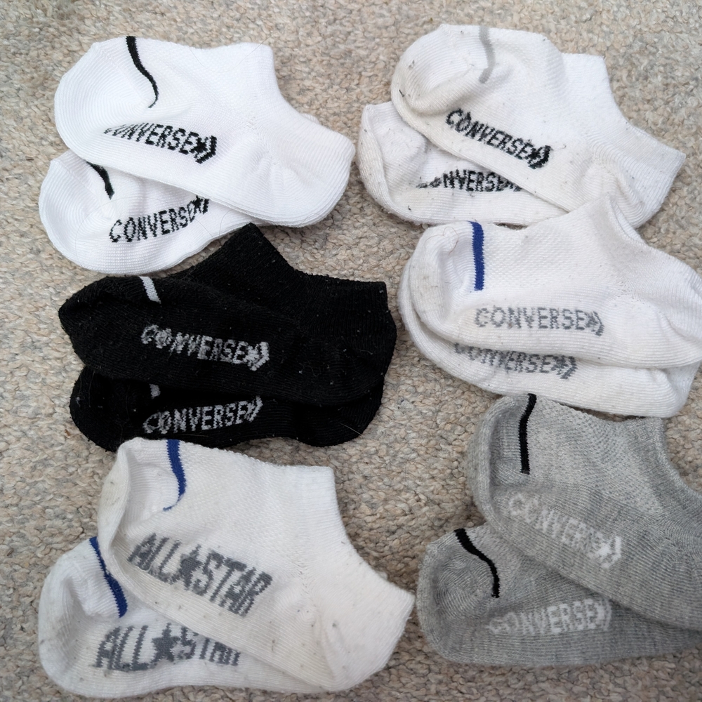 Converse Baby Athletic Socks - Black, White, Gray